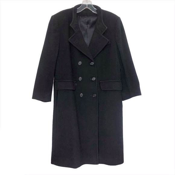 Vintage Jules Miller long wool double breasted coat black warm petite 10 - Picture 1 of 11